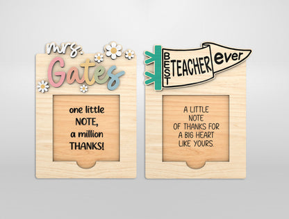 Personalized Teacher Note Pad Holder Bundle Laser Cut File for xTool and Glowforge