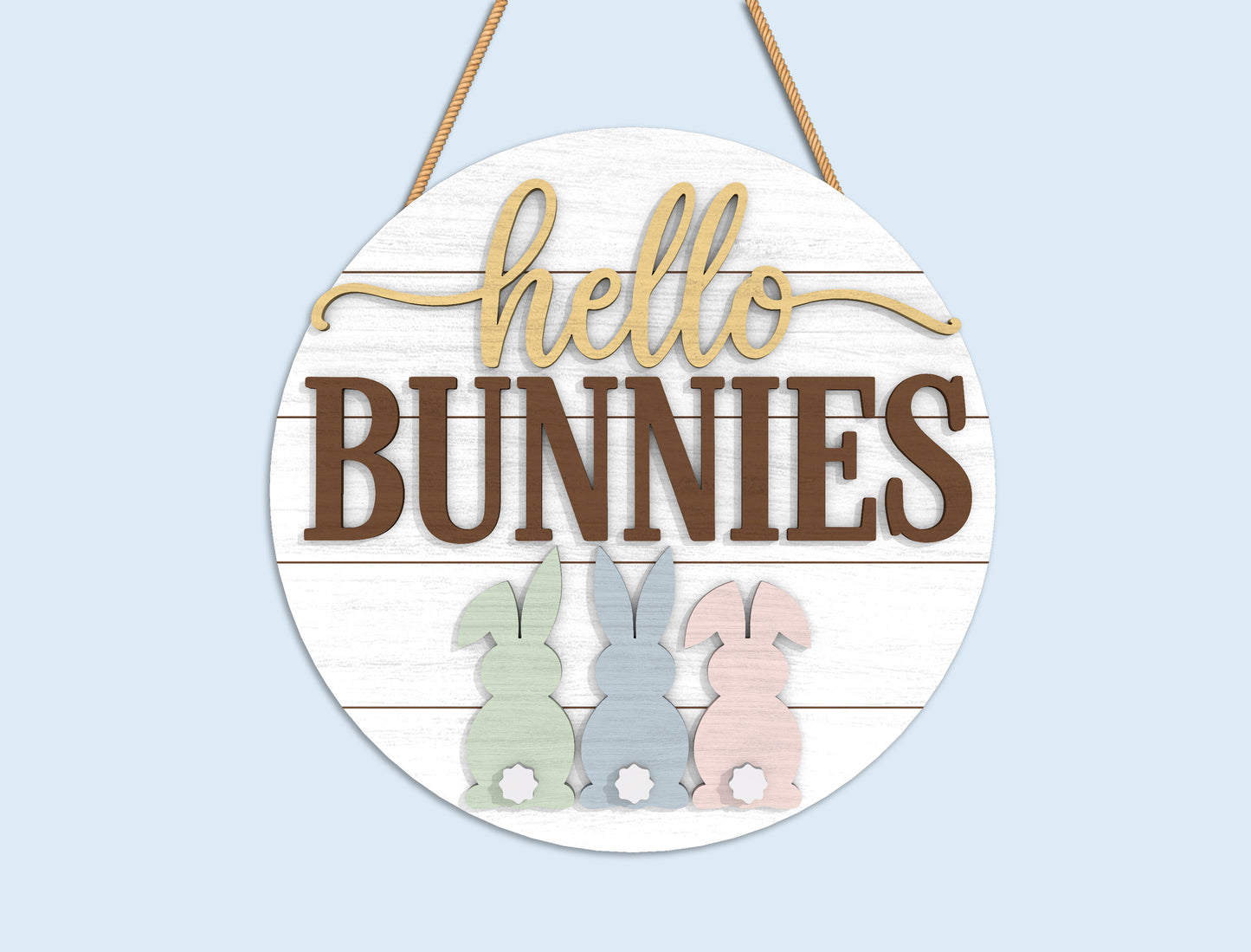 Easter Round Door Sign SVG Bundle Laser Cut File | 9 Cute Easter Designs | Spring Wooden Decor | Glowforge, xTool, LightBurn, etc.