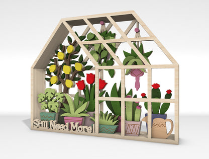 Multilayer Greenhouse Plant SVG Laser Cut File for Glowforge and LightBurn