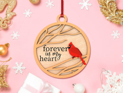 Cardinal Branch Round Ornament SVG Laser Cut File for Glowforge and xTool