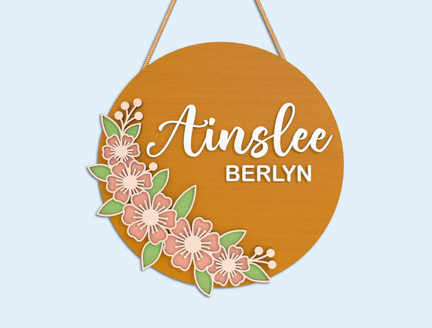 Floral Name Sign SVG Bundle Laser Cut File for Glowforge and xTool