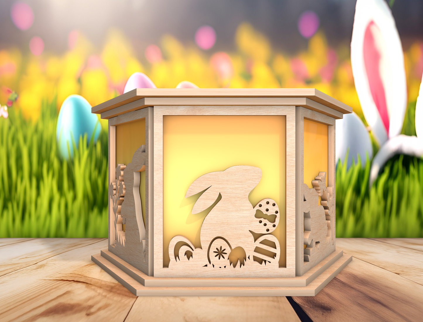 Easter Bunny Lantern Decor SVG Spring Bunny Light for LightBurn and xTool