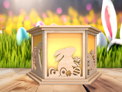 Easter Bunny Lantern Decor SVG Spring Bunny Light for LightBurn and xTool