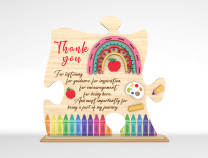 Teacher Puzzle Tabletop Sign SVG for Glowforge and LightBurn