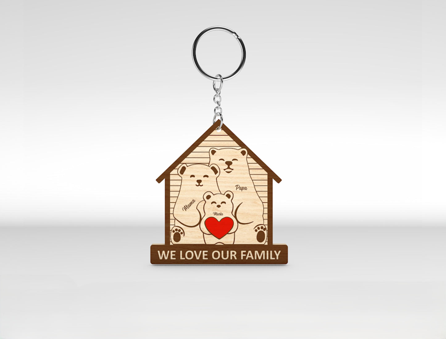 Bear Family Keychain SVG Personalized Bear House Sign for xTool