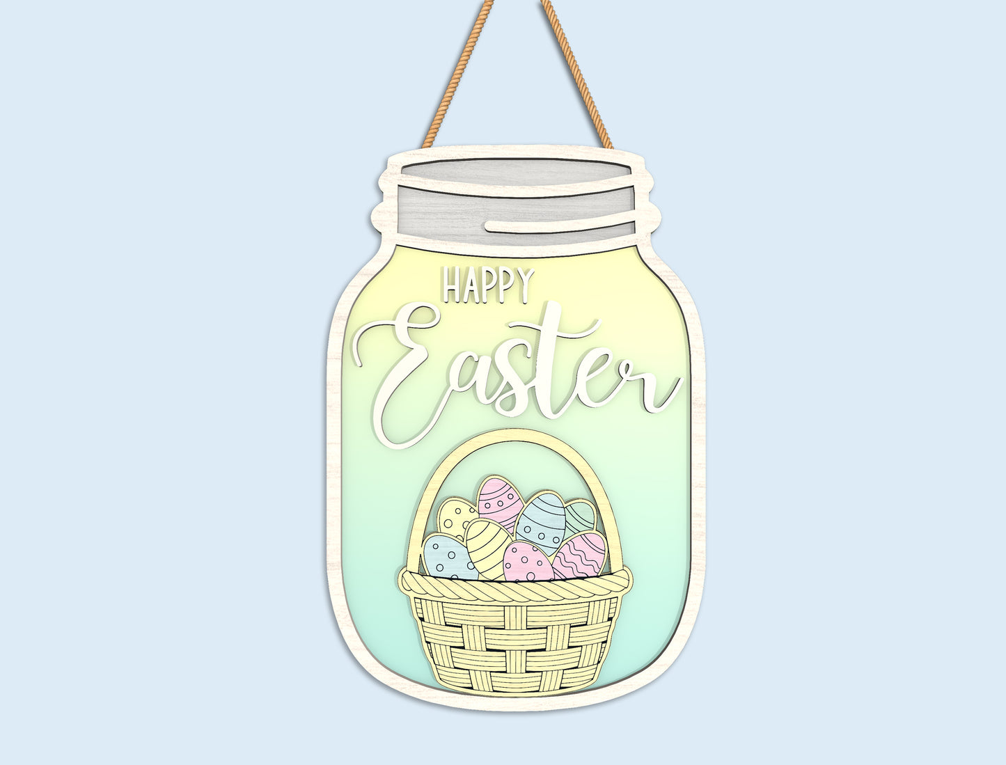 Easter Mason Jar Door Hanger Laser Cut File | Ready to Cut | Glowforge, xTool, LightBurn, etc.