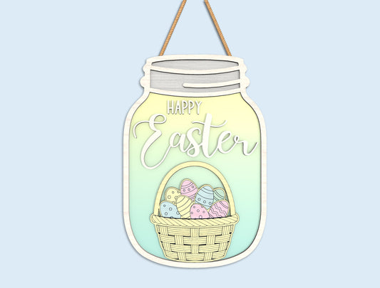 Easter Mason Jar Door Hanger Laser Cut File | Ready to Cut | Glowforge, xTool, LightBurn, etc.