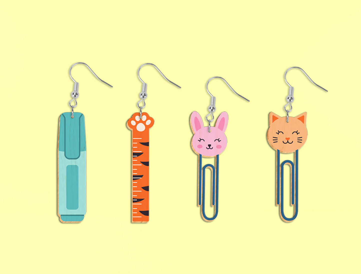 School Supplies Earrings Bundle SVG Laser Cut File for Glowforge Users