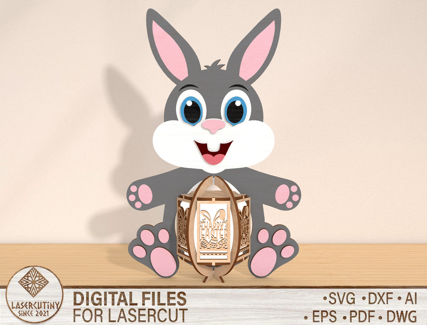 Bunny Lantern SVG Bundle Cute Rabbit Hanging Easter for Glowforge and xTool