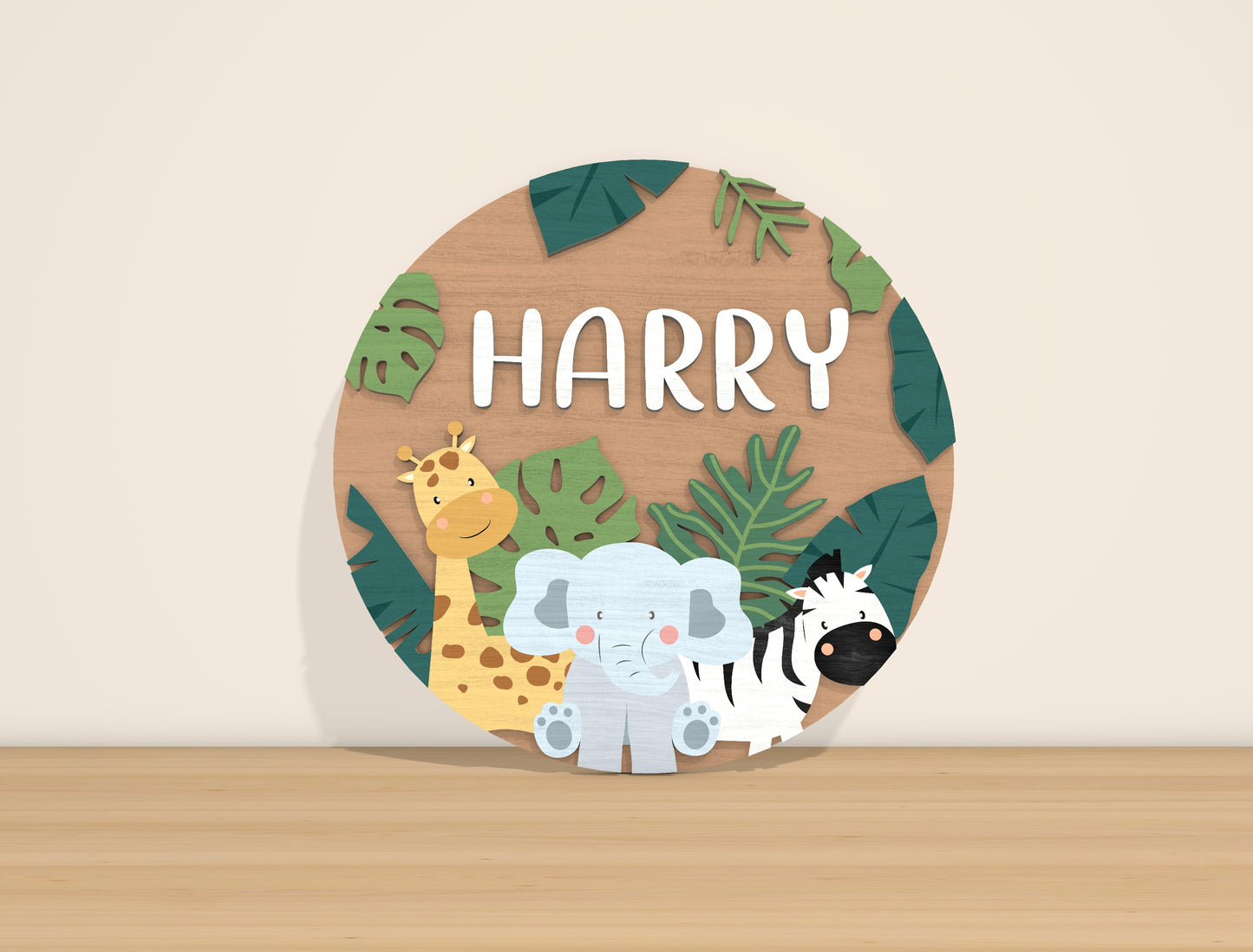 Personalized Jungle Nursery Name Sign SVG for Glowforge and LightBurn