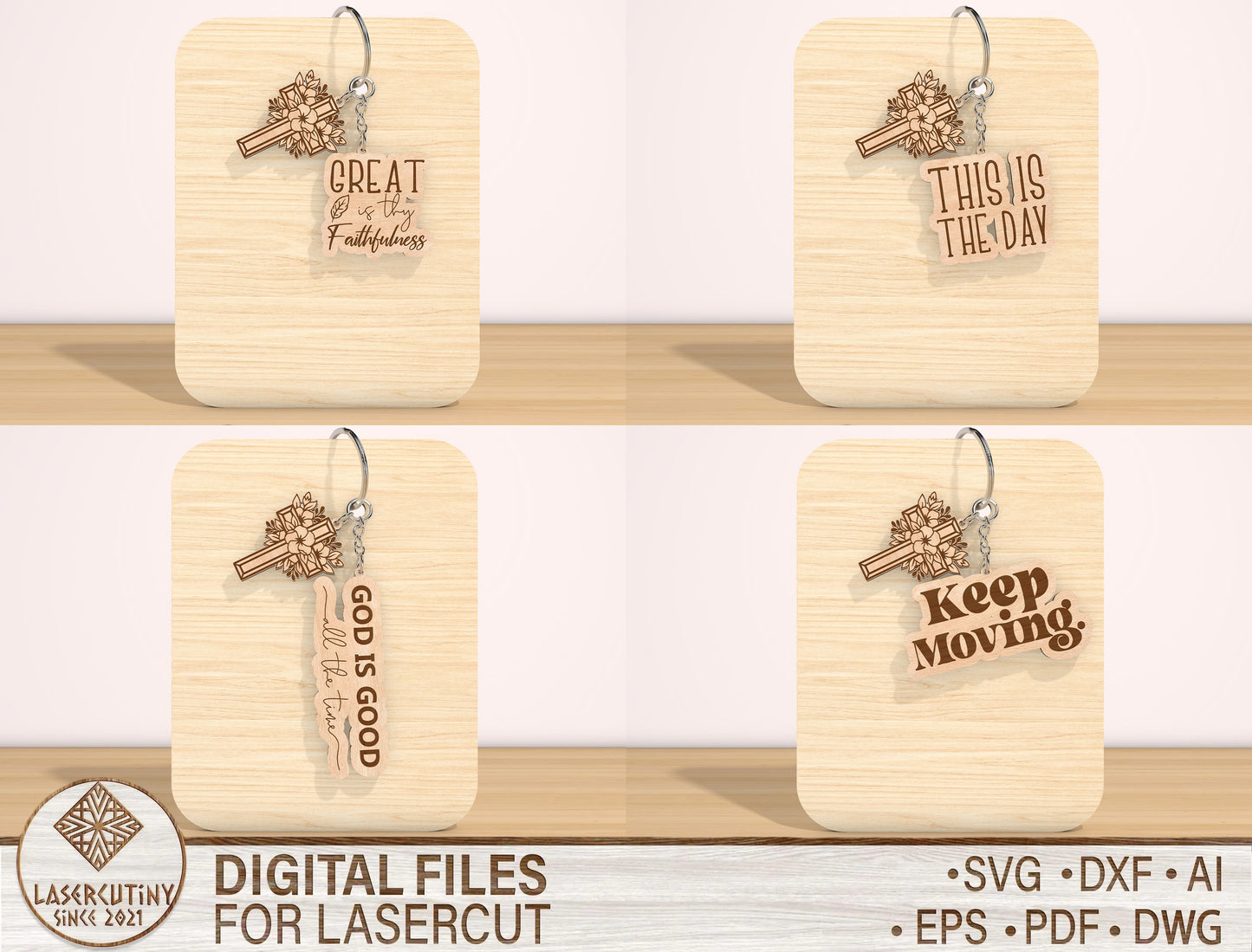 Christian Keychain SVG Bundle Bible Verse 24 Designs for LightBurn