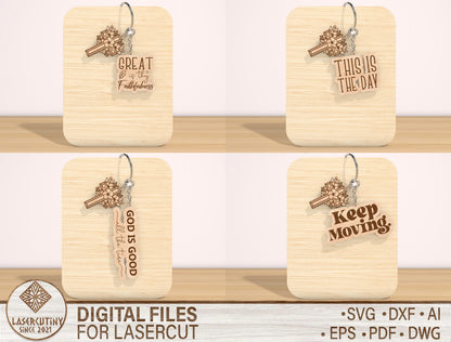 Christian Keychain SVG Bundle Bible Verse 24 Designs for LightBurn