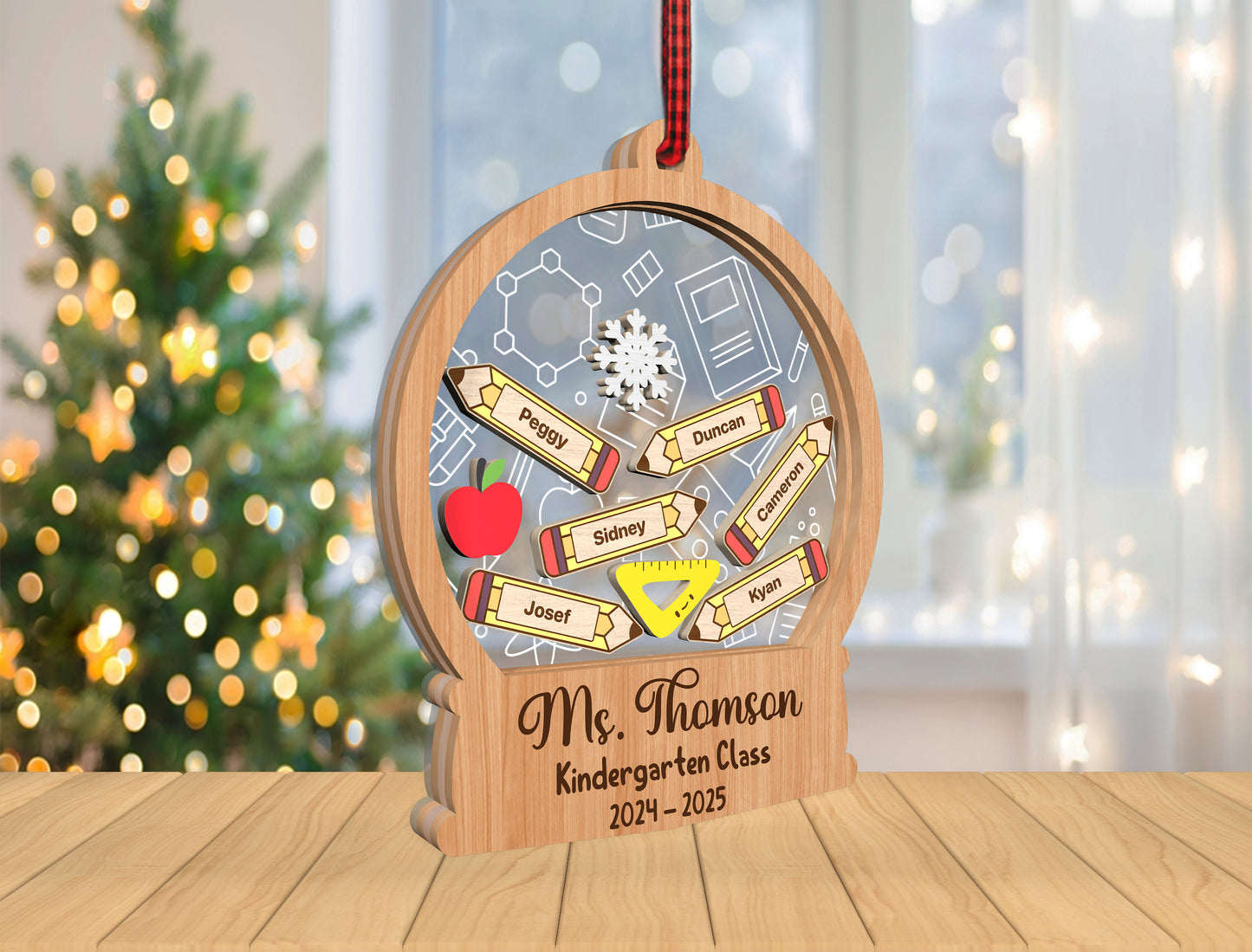 Personalized Teacher Shaker Ornament SVG for Glowforge and LightBurn