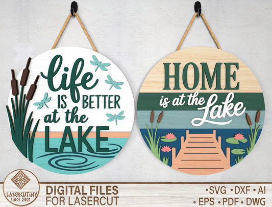 Lake House Door Hanger SVG Bundle for Glowforge and xTool