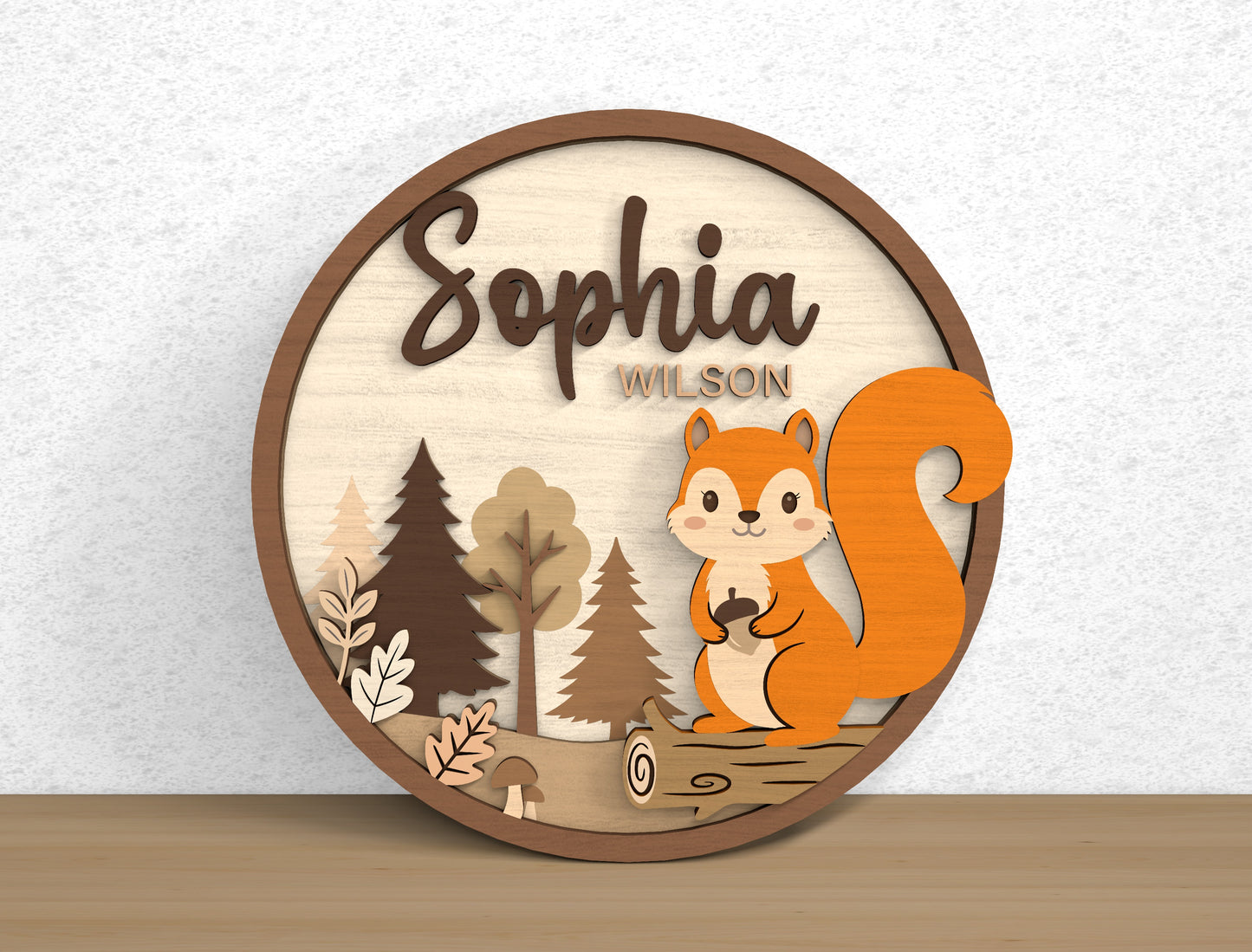 Forest Animal Baby Name SVG File for Glowforge and xTool