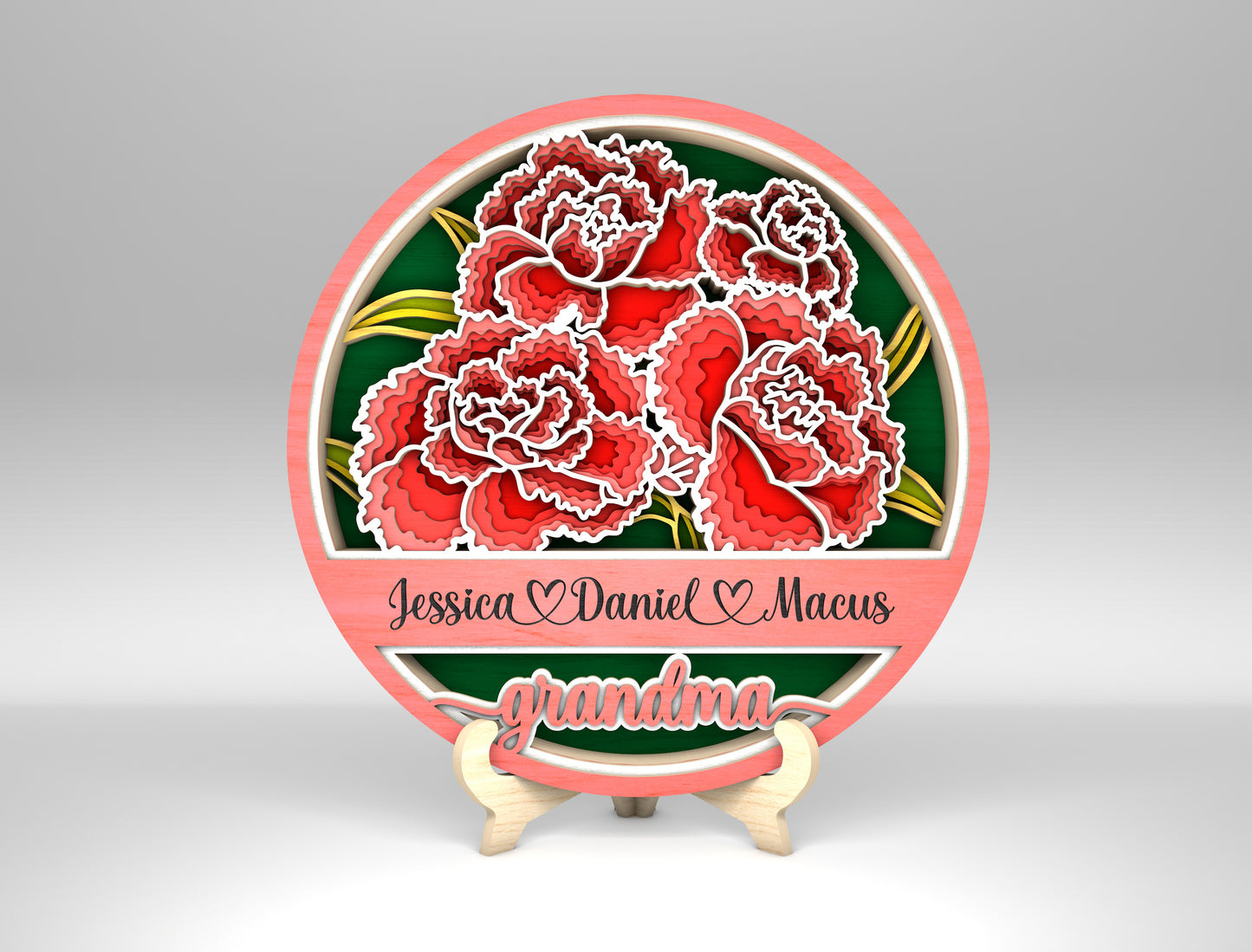 Personalized Mom Peony Floral Sign SVG Bundle for Glowforge