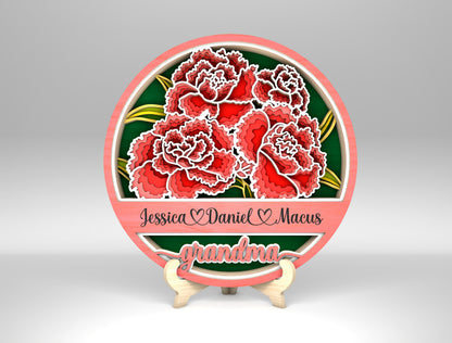 Personalized Mom Peony Floral Sign SVG Bundle for Glowforge