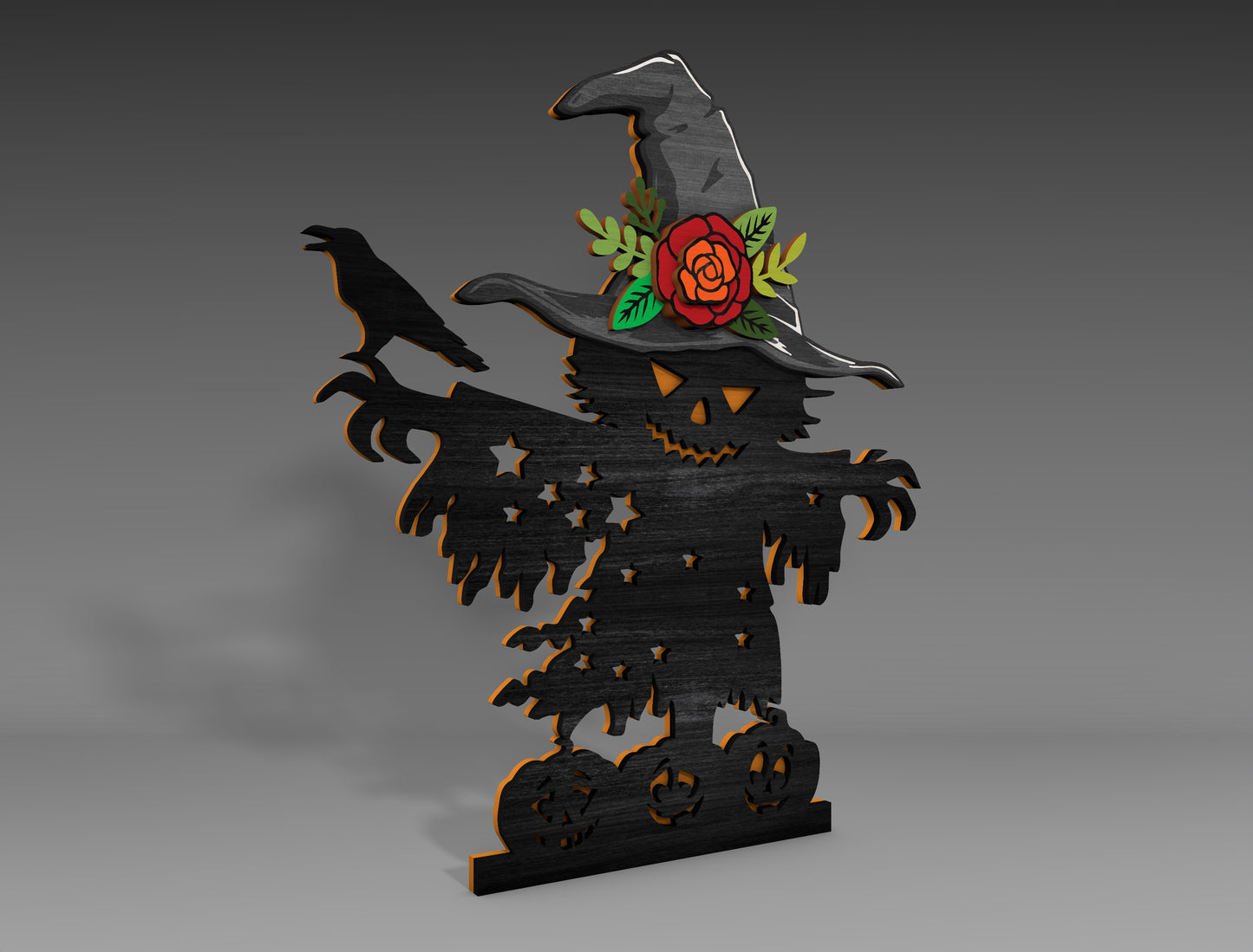 Halloween Scarecrow Standing Decor SVG for Glowforge xTool LightBurn