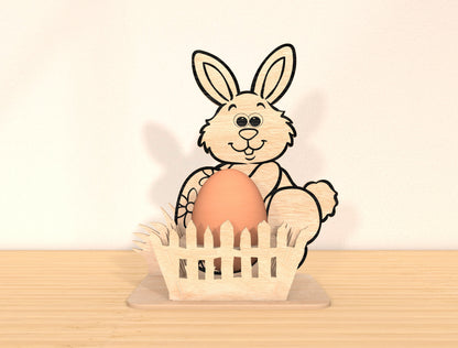 Bunny Egg Holder SVG Bundle Simple Rabbit Egg Stand for Glowforge and xTool