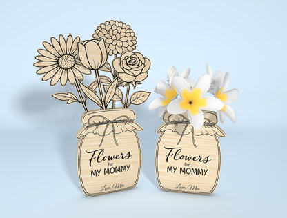 Mason Jar Flower Sign SVG Bundle 5 Designs 20 Flowers for Glowforge