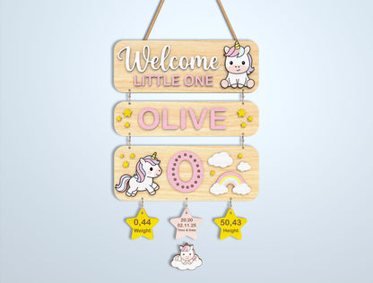 Nursery Birth Stats Sign SVG File for Glowforge and xTool