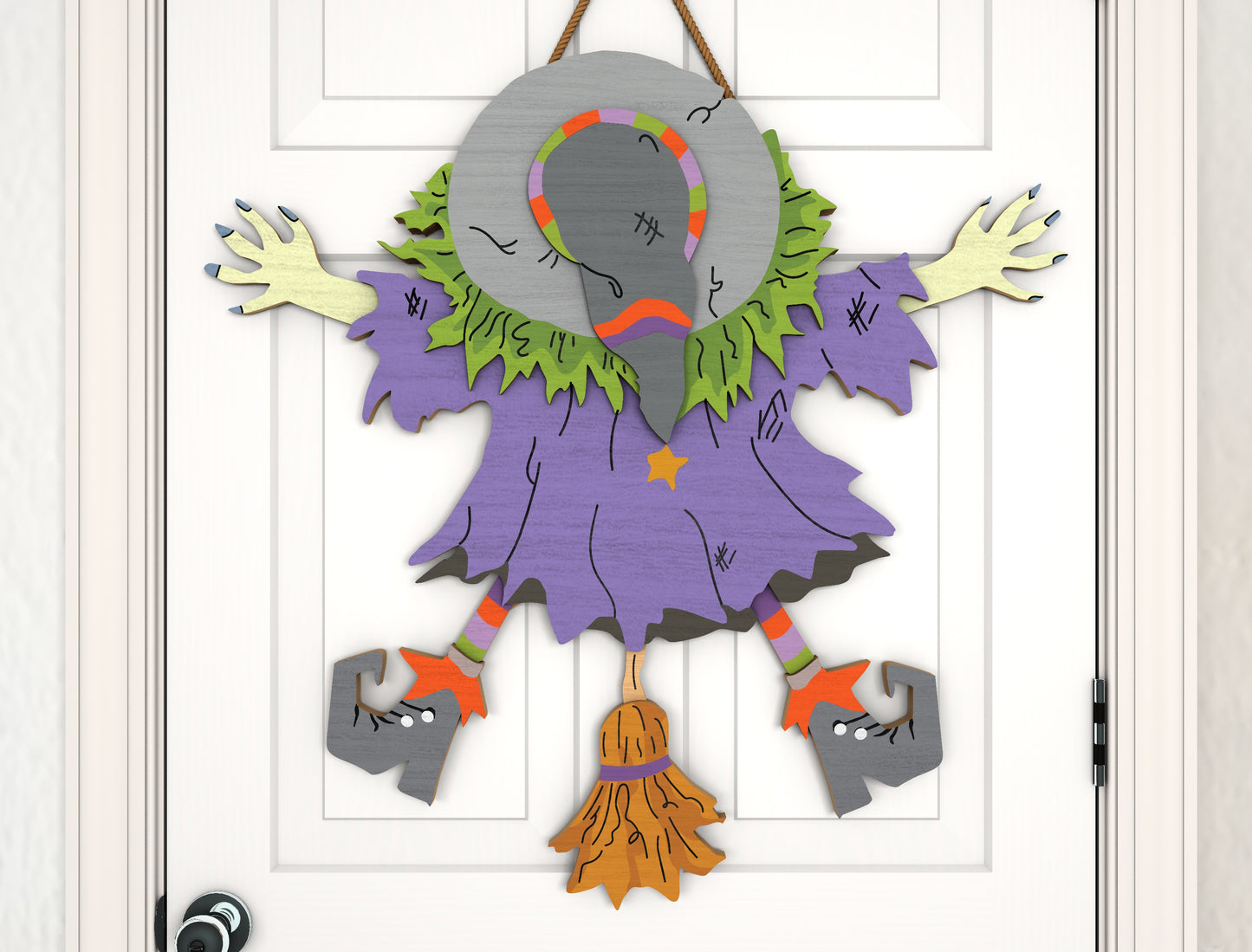 Halloween Crashed Witch Door Hanger SVG for Glowforge xTool