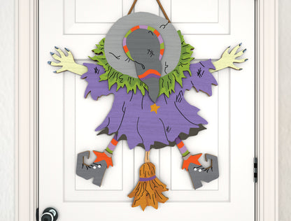 Halloween Crashed Witch Door Hanger SVG for Glowforge xTool