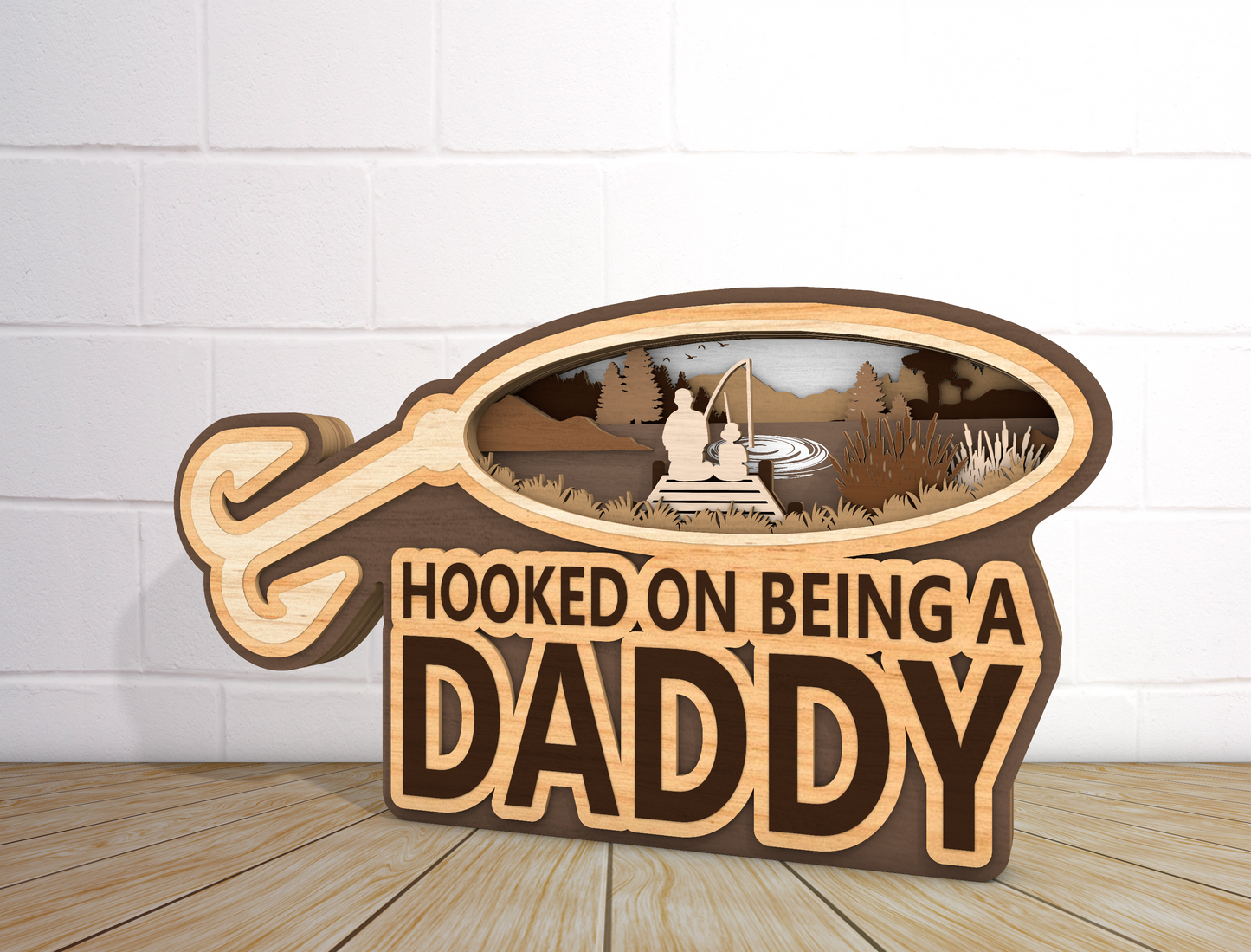 Fishing Dad Sign SVG Laser Cut File for Glowforge and LightBurn