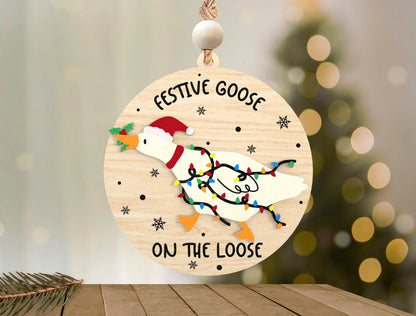Funny Christmas Goose Ornament SVG Bundle 2