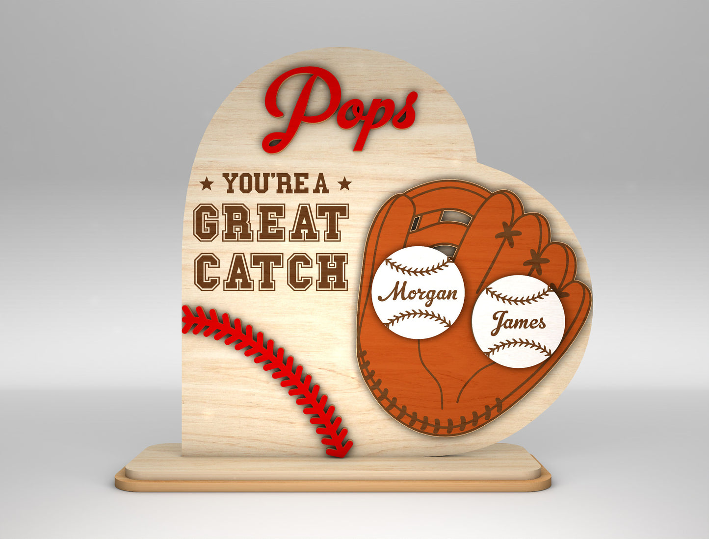 Personalized Baseball Dad Great Catch SVG for Glowforge and xTool