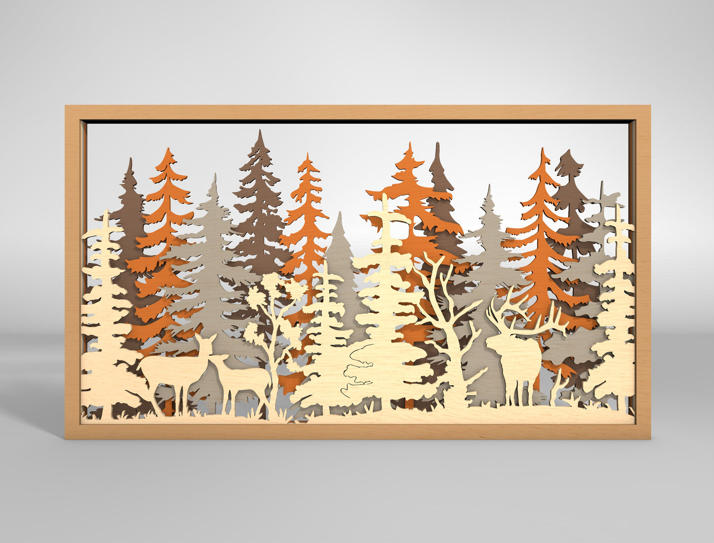 Autumn Forest Shadow Box SVG Multilayer for Glowforge and xTool Laser Cut File
