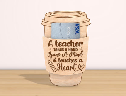 Teacher Coffee Cup Card Holder SVG Bundle Laser Cut File for Glowforge and xTool