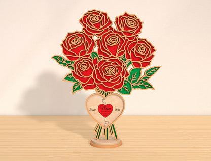 Personalized Rose Bouquet Flower Holder SVG Laser Cut File for xTool and Glowforge