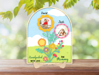 Personalized Mom Photo Frame SVG Flower Tree Kids for Glowforge and xTool