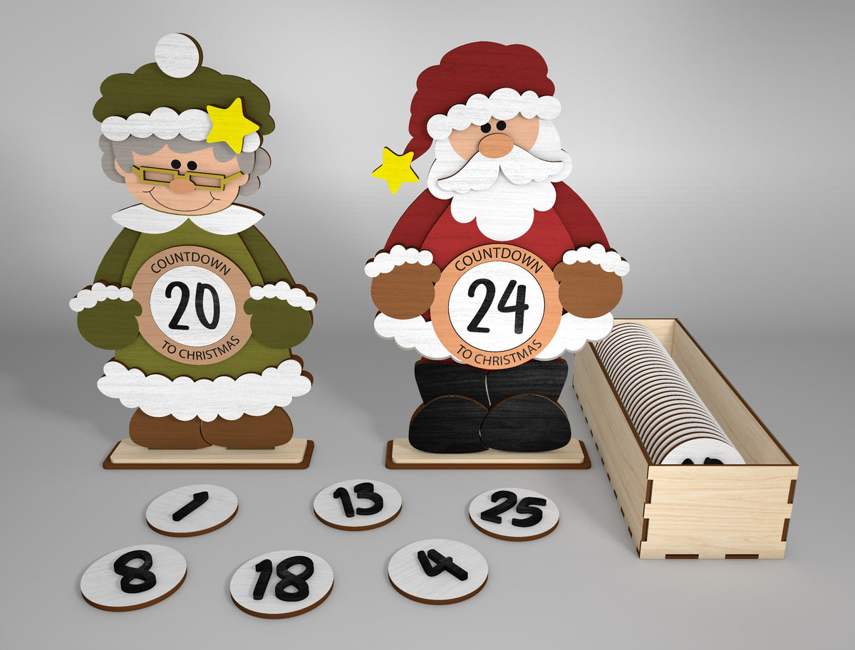 Standing Countdown Mr & Mrs Claus SVG Set 3