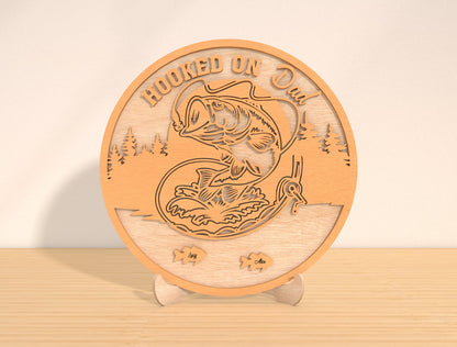 Personalized Father’s Day Fishing Round Sign SVG Laser Cut File for Glowforge and LightBurn