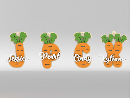 Easter Carrot Basket Tags SVG Alphabet Number Name Tags for LightBurn and xTool
