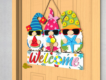 Summer Gnome Welcome Door Sign SVG for Glowforge