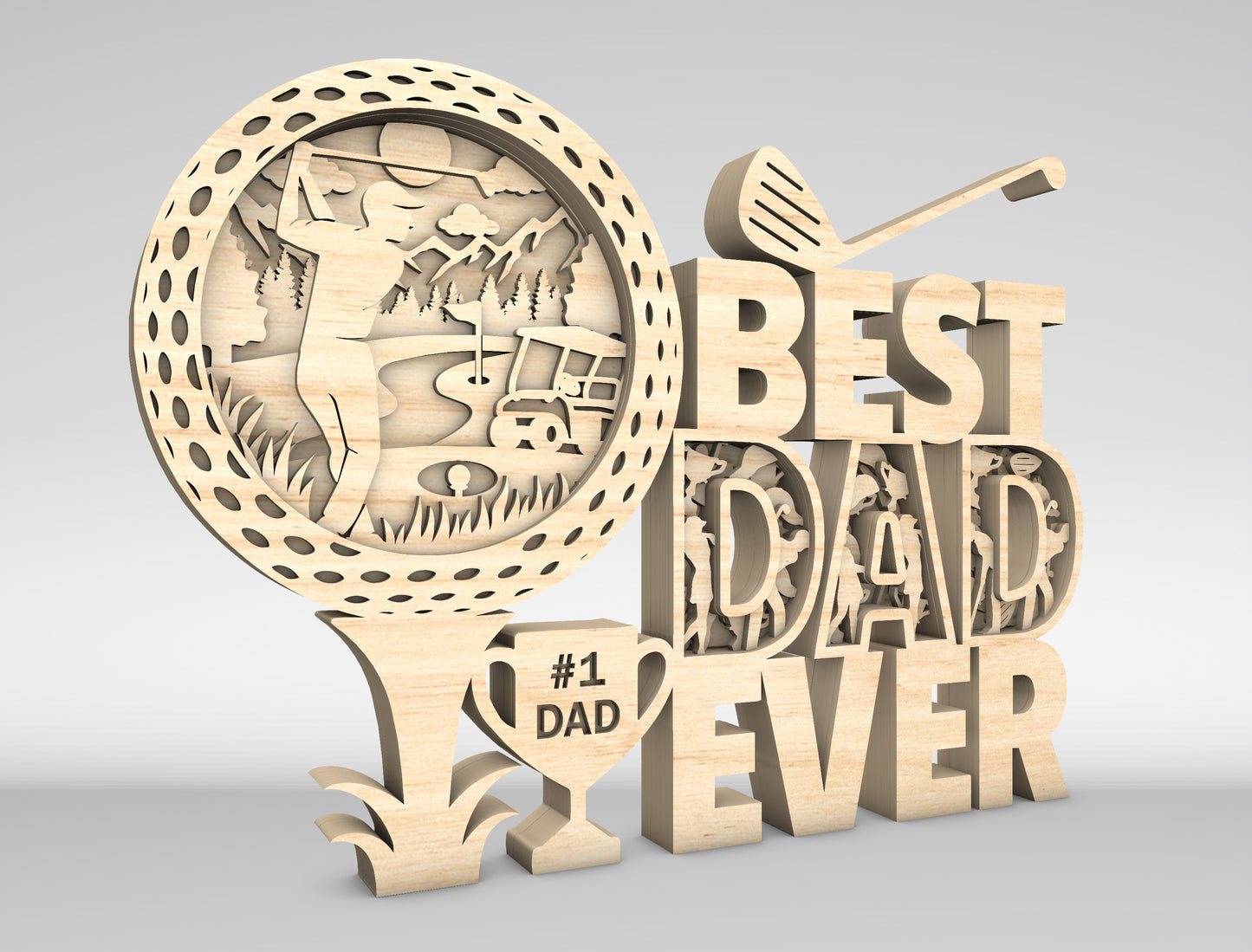 Best Dad Ever Golf Sign SVG Laser Cut File for xTool and LightBurn
