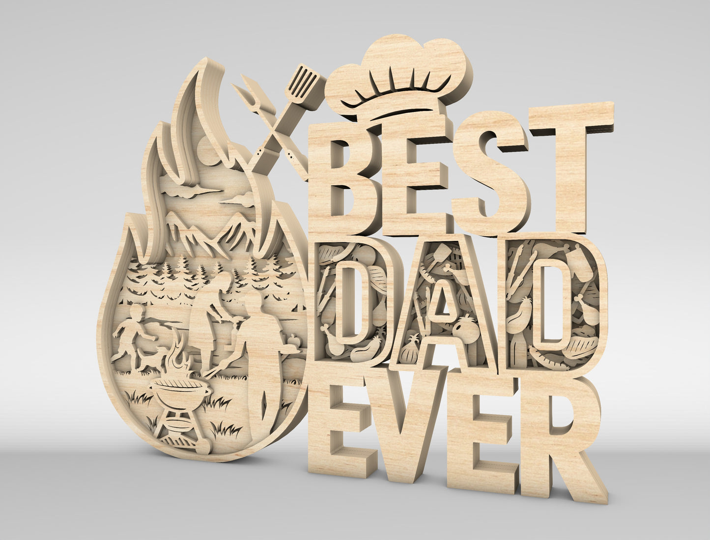 Best Dad Ever BBQ Grill Master Sign SVG Laser Cut File for Glowforge and xTool