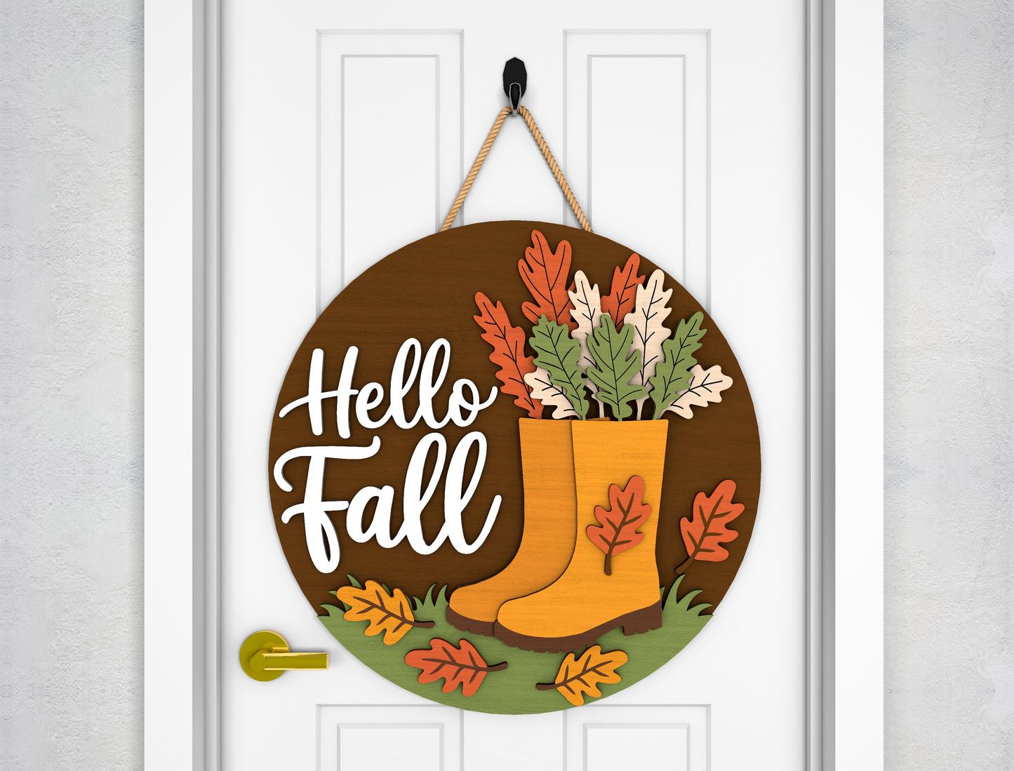 Autumn Fall Door Hanger SVG Bundle for Glowforge xTool LightBurn 6 Designs