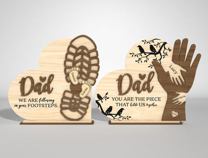 Dad Footprint Handprint Sign SVG Laser Cut File for xTool and LightBurn