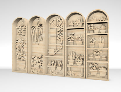 Layered Botanical Arch Panel SVG Bundle for xTool and Glowforge