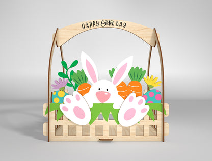 Bunny Easter Basket Holder SVG Spring 2 Designs for LightBurn and Glowforge