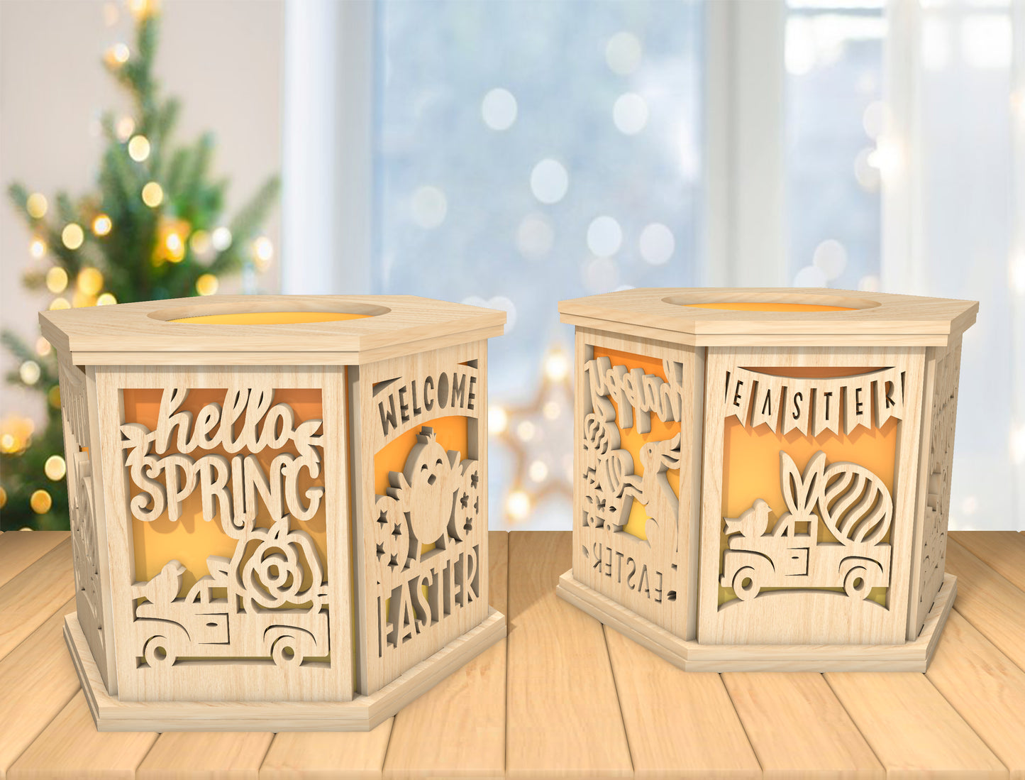 Easter Bunny Lantern Box SVG Bunny Light Decor for Glowforge and xTool