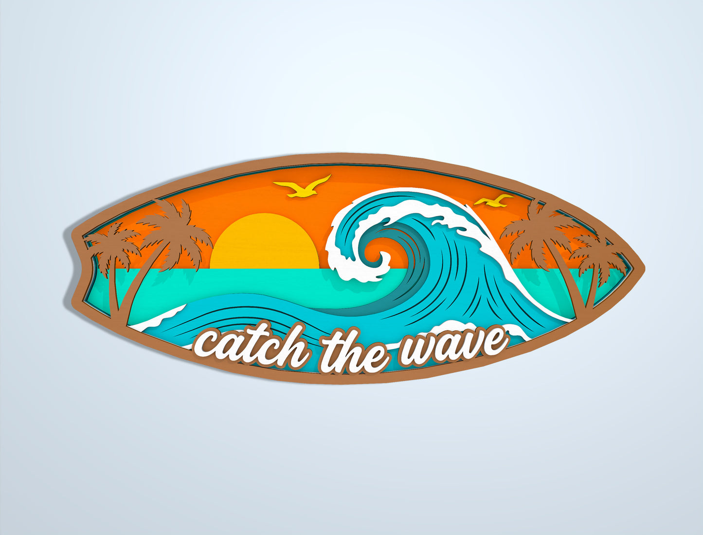 Multilayer Beach Summer SVG Bundle Laser Cut File for Glowforge