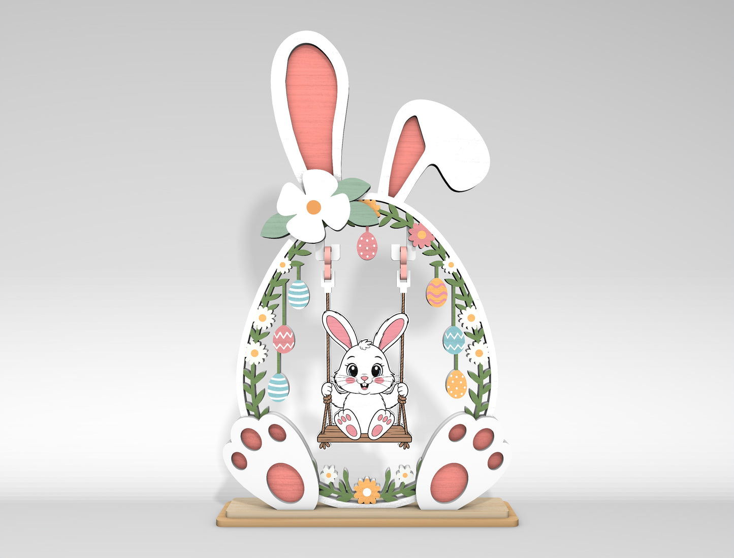 Easter Bunny Swing Set SVG 2 Designs Laser Cut for LightBurn and Glowforge