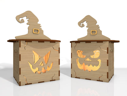 Halloween Pumpkin Face Lantern SVG Bundle Laser Cut File | 35 Pumpkin Face Designs | Spooky Light Decor | Glowforge, xTool, LightBurn, etc.