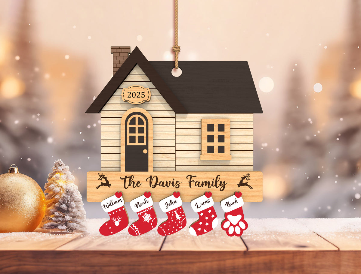 Personalized Family House Stocking Christmas Ornament SVG 3