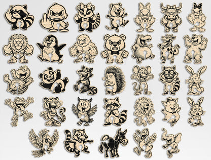 Funny Animal Bag Clips SVG Bundle for Glowforge and LightBurn